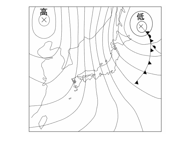 問題55で使用する日本付近の天気図